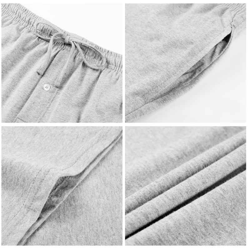 U2SKIIN Mens 100% Cotton Pajama Pants, Lightweight Soft Lounge Pant with Pockets Sleep Pj Bottoms for Men(Light Grey Mel, M) - Image 3